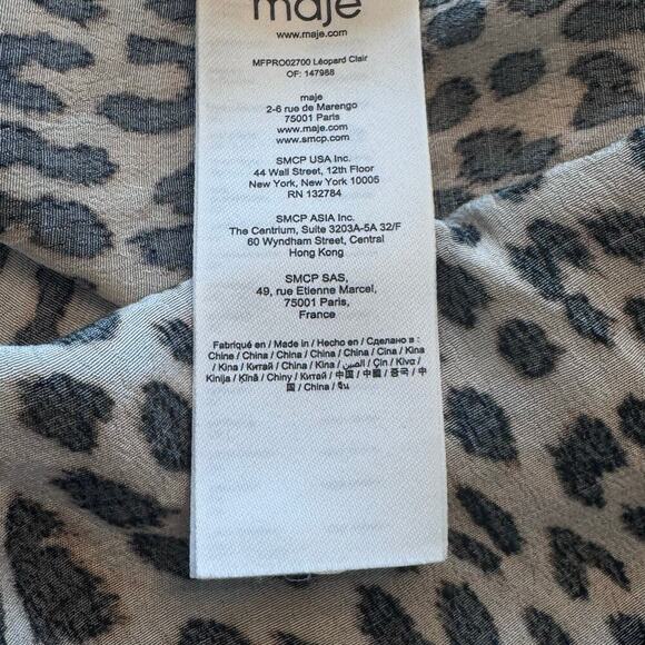 MAJE Ricata Leopard Print Ruched Ruffle Skirt Mini Dress Size FR 40 / US 8 - Picture 13 of 15